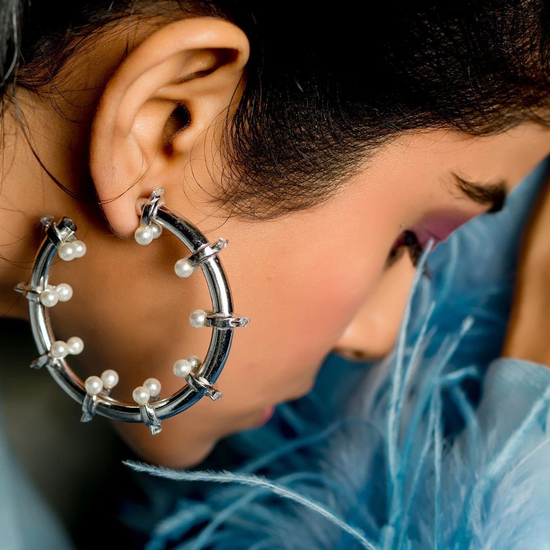 Amalaka hoops in silver freeshipping - Ridhi Asrani