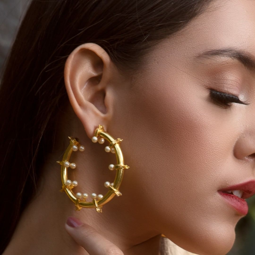 Amalaka hoops in gold freeshipping - Ridhi Asrani