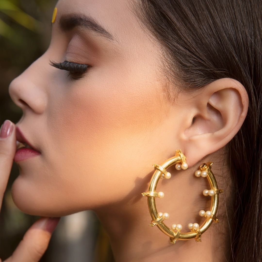 Amalaka hoops in gold freeshipping - Ridhi Asrani